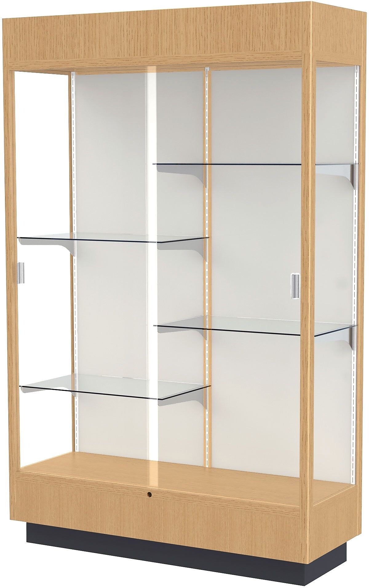 Waddell Heritage 48"W x 70"H x 18"D Floor Case, Plaque Back, Hardwood Natural Maple Finish w/ Lighted Cornice