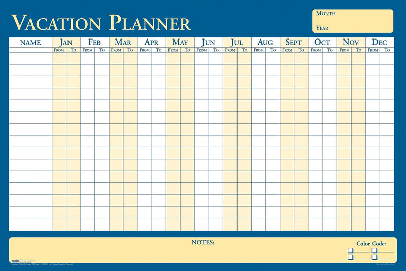 House of Doolittle 36" x 24" Reversible All Purpose/Vacation Planner, Yellow/Blue (639)