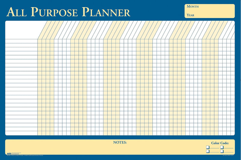 House of Doolittle 36" x 24" Reversible All Purpose/Vacation Planner, Yellow/Blue (639)