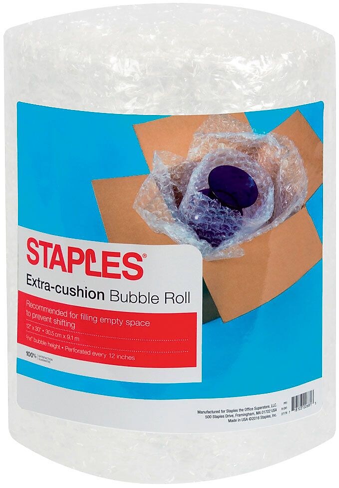 Staples 5/16" Bubble Roll, 12"W x 30'L (27176)