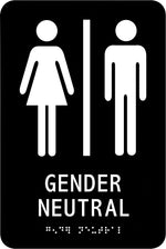 Accuform ADA Braille Sign, GENDER-NEUTRAL W/Graphic, 9" x 6", Plastic, Black (PAD106BK)