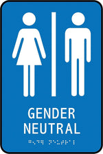 Accuform ADA Braille Sign, GENDER-NEUTRAL W/Graphic, 9" x 6", Plastic, Blue (PAD106BU)