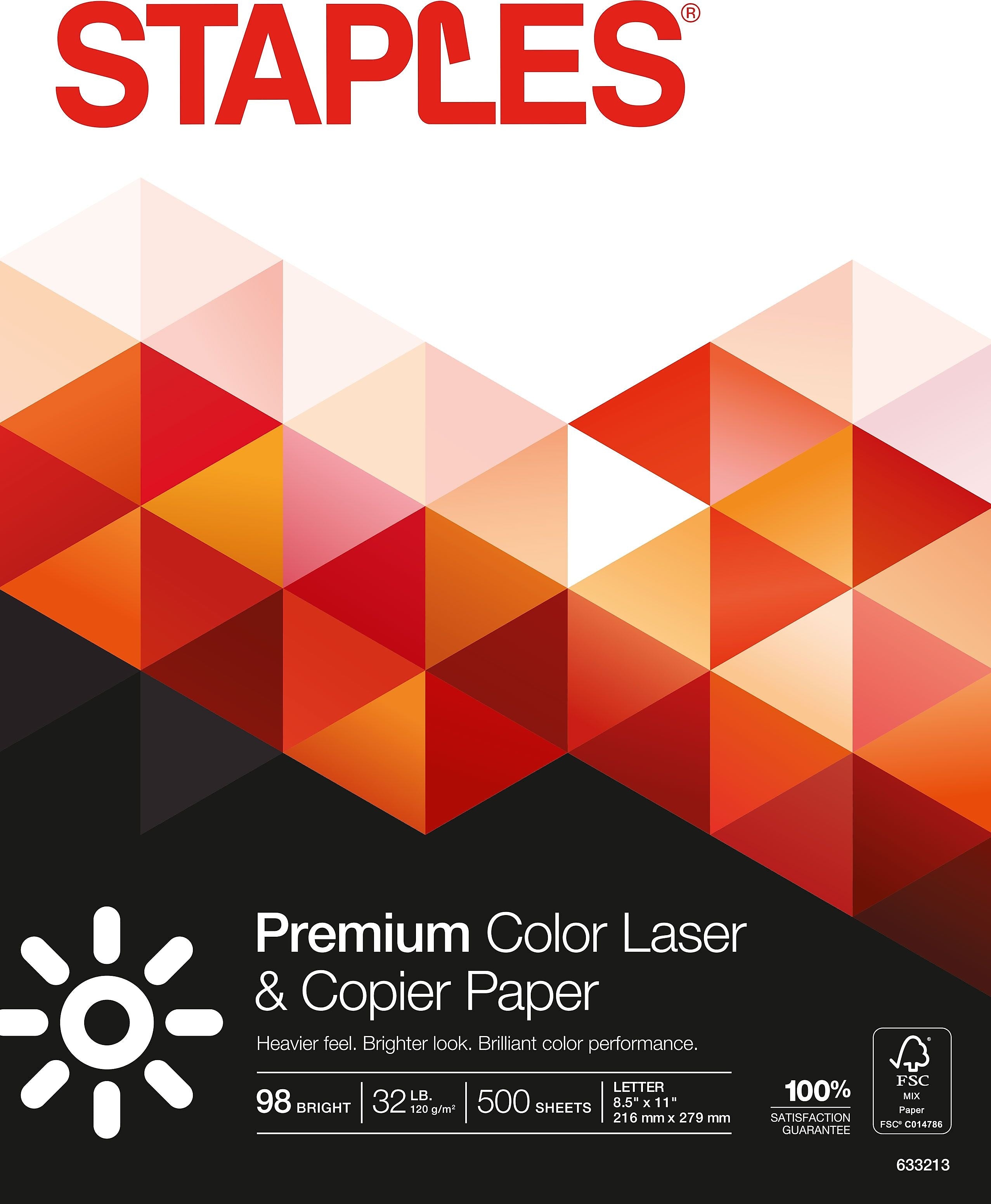 Staples 8.5" x 11" Laser Paper, 32 lbs., 98 Brightness, 500/Ream (85047 / 86047)