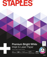 Staples 8.5" x 11" Laser Paper, 28 lbs., 98 Brightness, 500/Ream (733333)