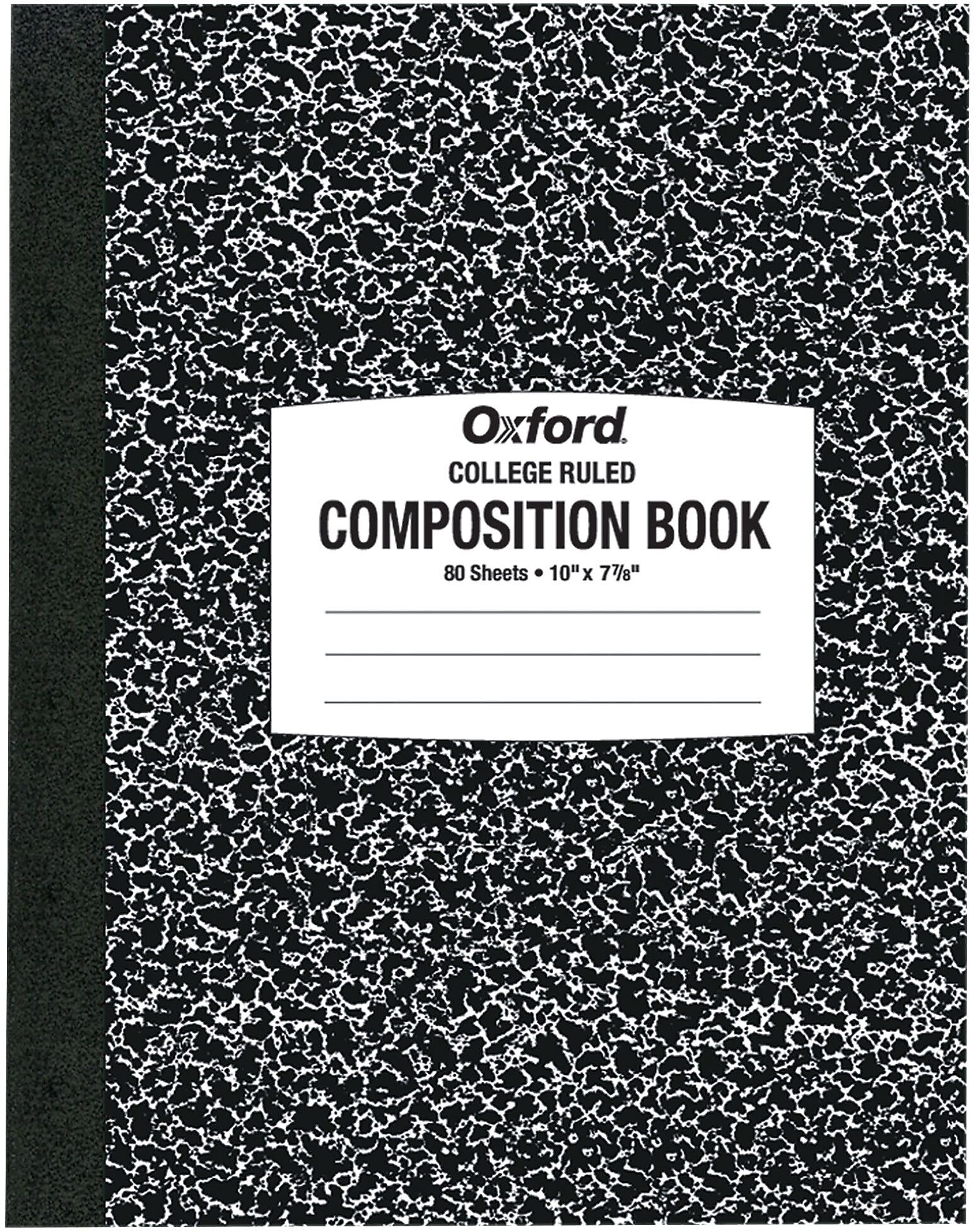 Oxford Composition Book, 7 7/8" x 10", College Ruled, 80 Sheets, Black and White Marble (26-252)