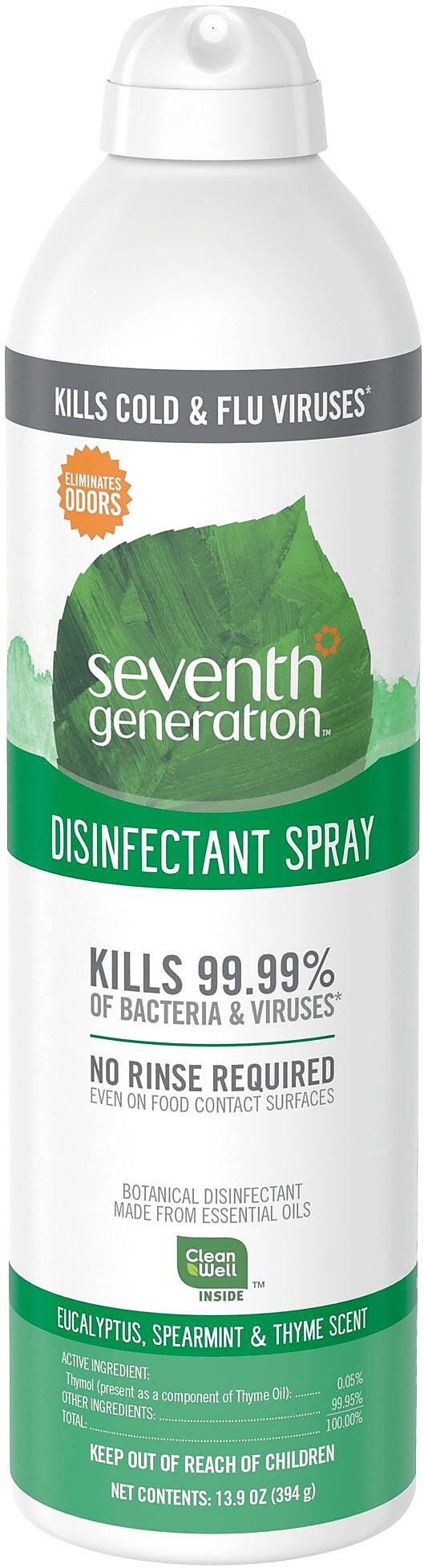 Seventh Generation All-Purpose Cleaners & Spray Disinfectant, Eucalyptus, Spearmint & Thyme Scent, 13.9 Oz. (22981)