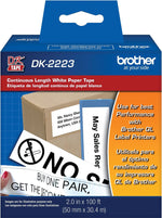 Brother DK-2223 Wide Width Continuous Paper Labels, 2" x 100', Black on White (DK-2223)