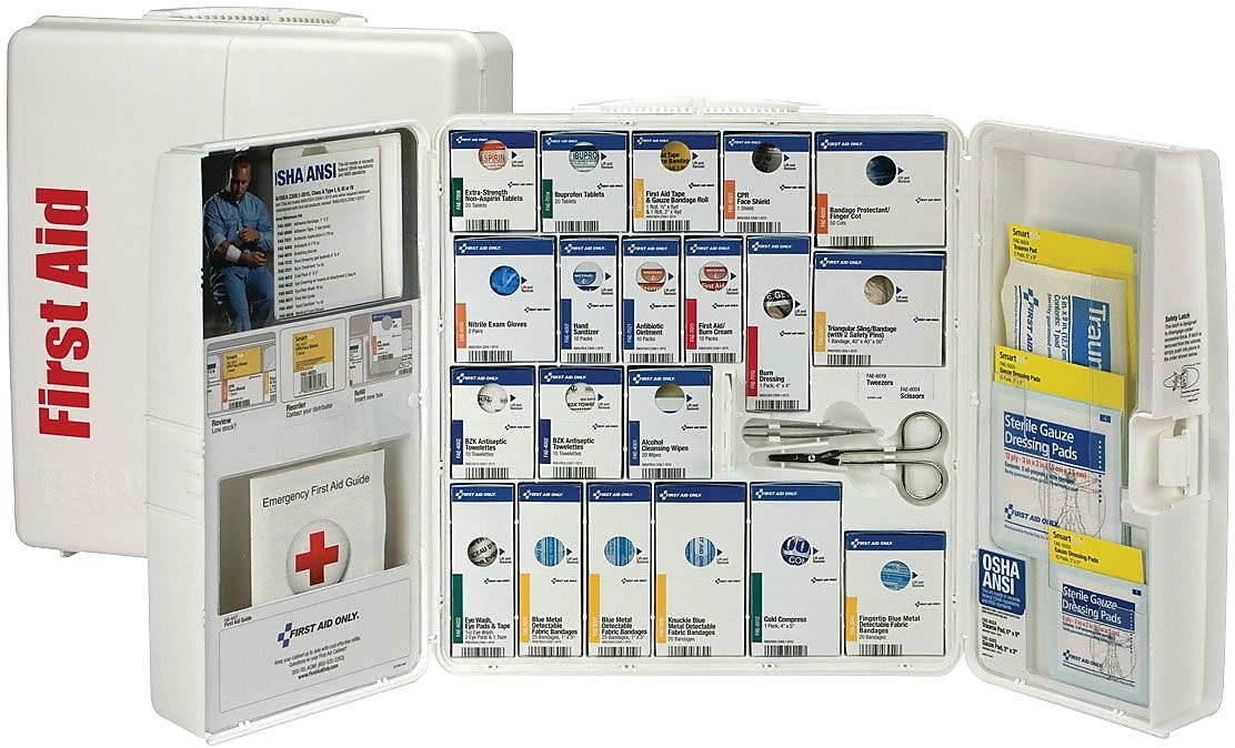 SmartCompliance Food Service Plastic First Aid Cabinet with Medication, ANSI Class A, 50 People, 289 Pieces (90659)