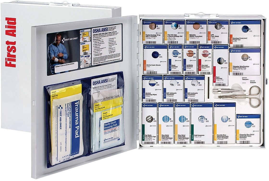 SmartCompliance Food Service Metal First Aid Cabinet with Medication, ANSI Class A, 50 People, 289 Pieces (746005)