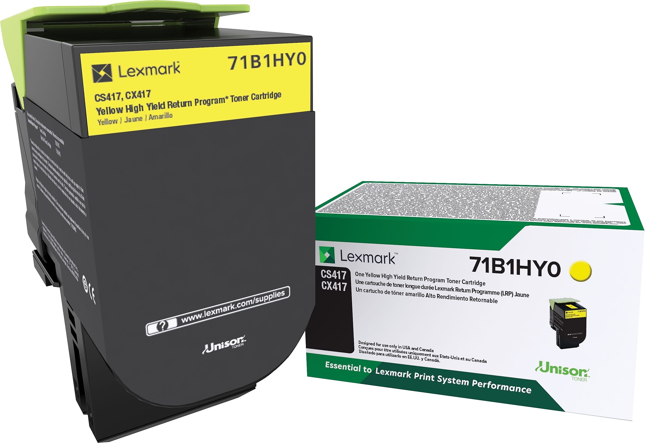 Lexmark 71 Yellow High Yield Toner Cartridge, Prints Up to 3,500 Pages (71B1HY0)