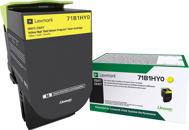 Lexmark 71 Yellow High Yield Toner Cartridge, Prints Up to 3,500 Pages (71B1HY0)