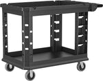Suncast Commercial 2-Shelf Plastic/Poly Mobile Utility Cart with Swivel Wheels, Black (PUCSD2645)