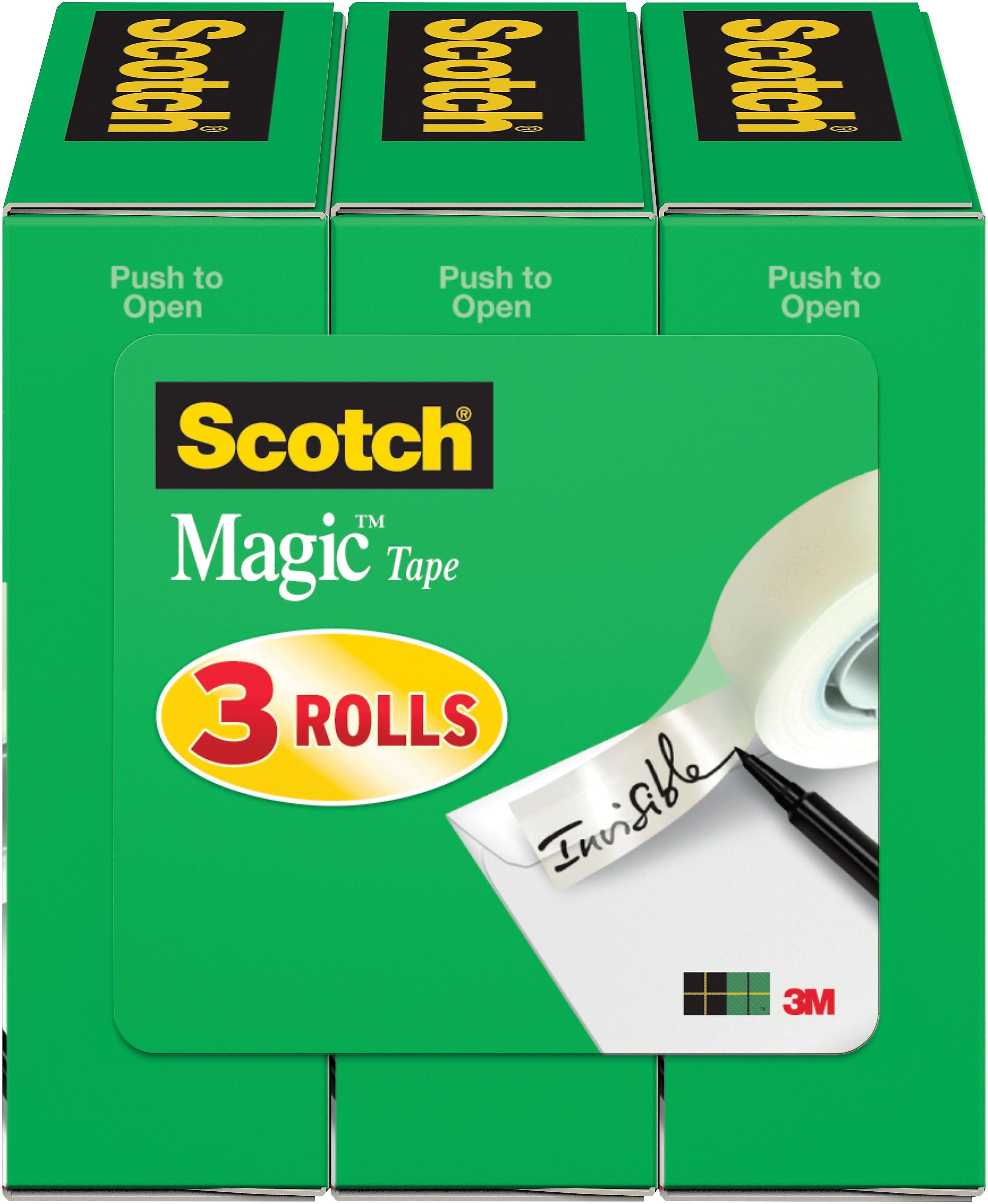 Scotch® Magic Tape, Invisible, Write On, Matte Finish, 1/2 " x 36 yds., 1" Core, 108 Rolls, 36 Rolls/case (810H3-Case)