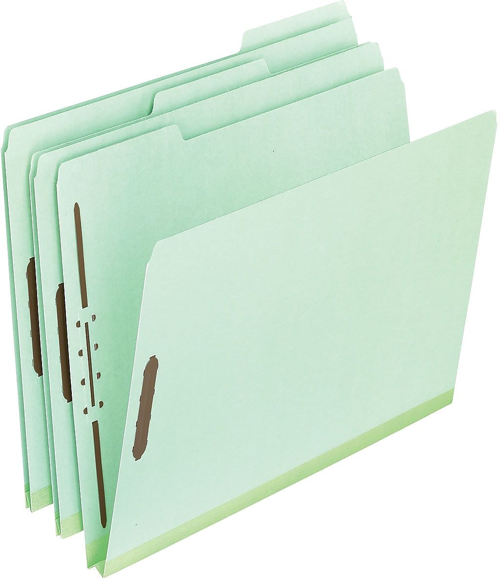 Pendaflex Heavy Duty Pressboard Expansion Fastener Folders, 2"Expansion, 1/3 Cut Tabs, Letter Size, Leaf Green, 25/Box (17181)