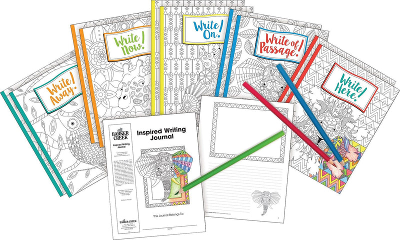 Barker Creek Inspired Writing Journal Set, 8.5" x 11", College Ruled, Assorted Colors, 10/Set (BC3514)