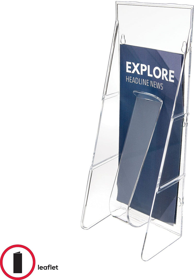 Deflect-O Stand-Tall Brochure Holder, Wall Mounted, Clear Plastic (55601)