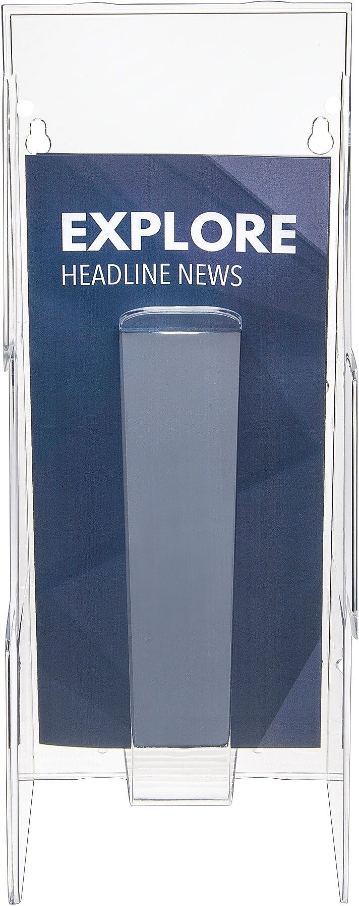 Deflect-O Stand-Tall Brochure Holder, Wall Mounted, Clear Plastic (55601)
