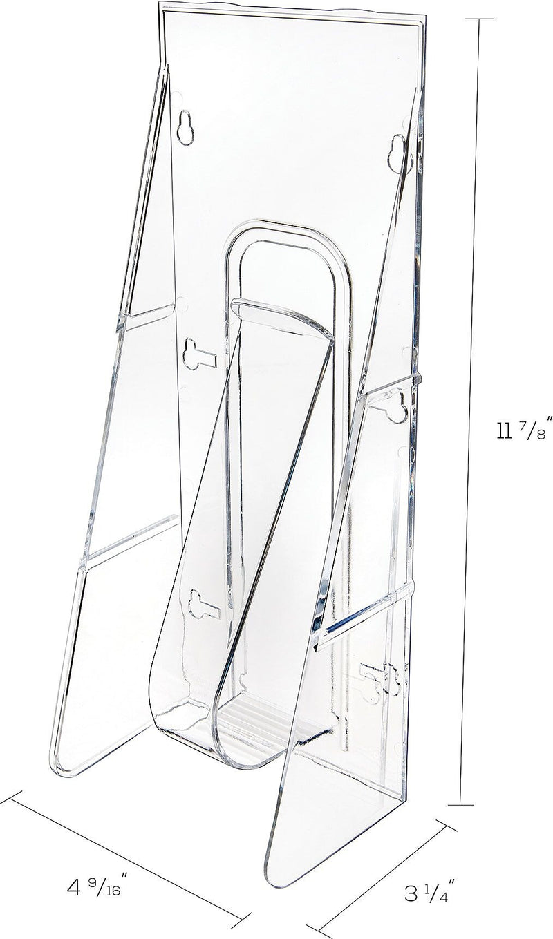 Deflect-O Stand-Tall Brochure Holder, Wall Mounted, Clear Plastic (55601)