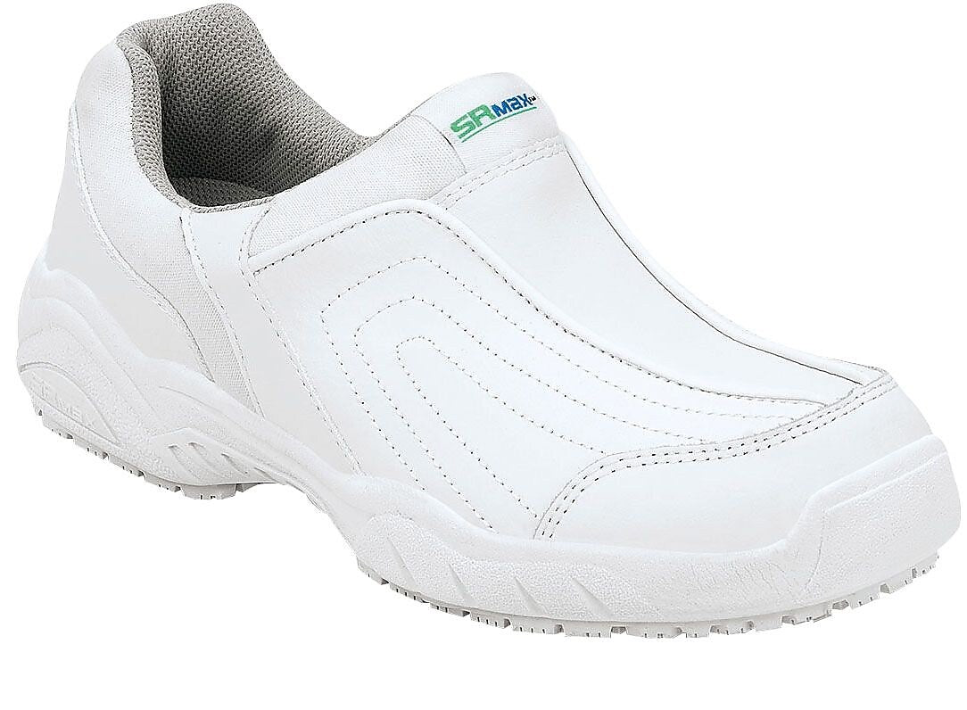 SR Max Charlotte Women's White Slip Resistant Slip On Casual, 7.5 M (SRM144)