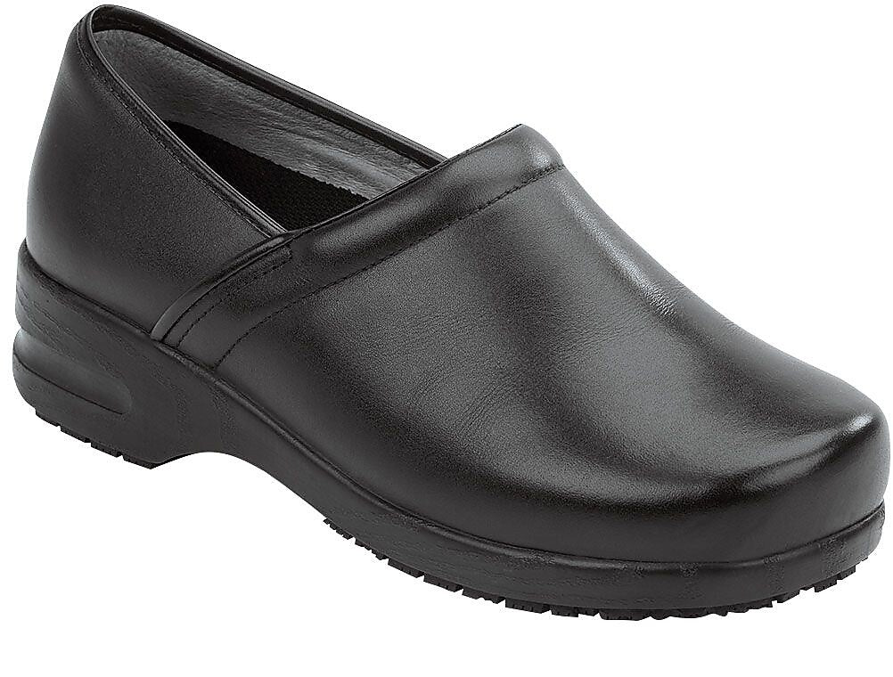 SR Max Chicago Women's Slip Resistant Black Leather Clog, 9.0 M (SRM340)