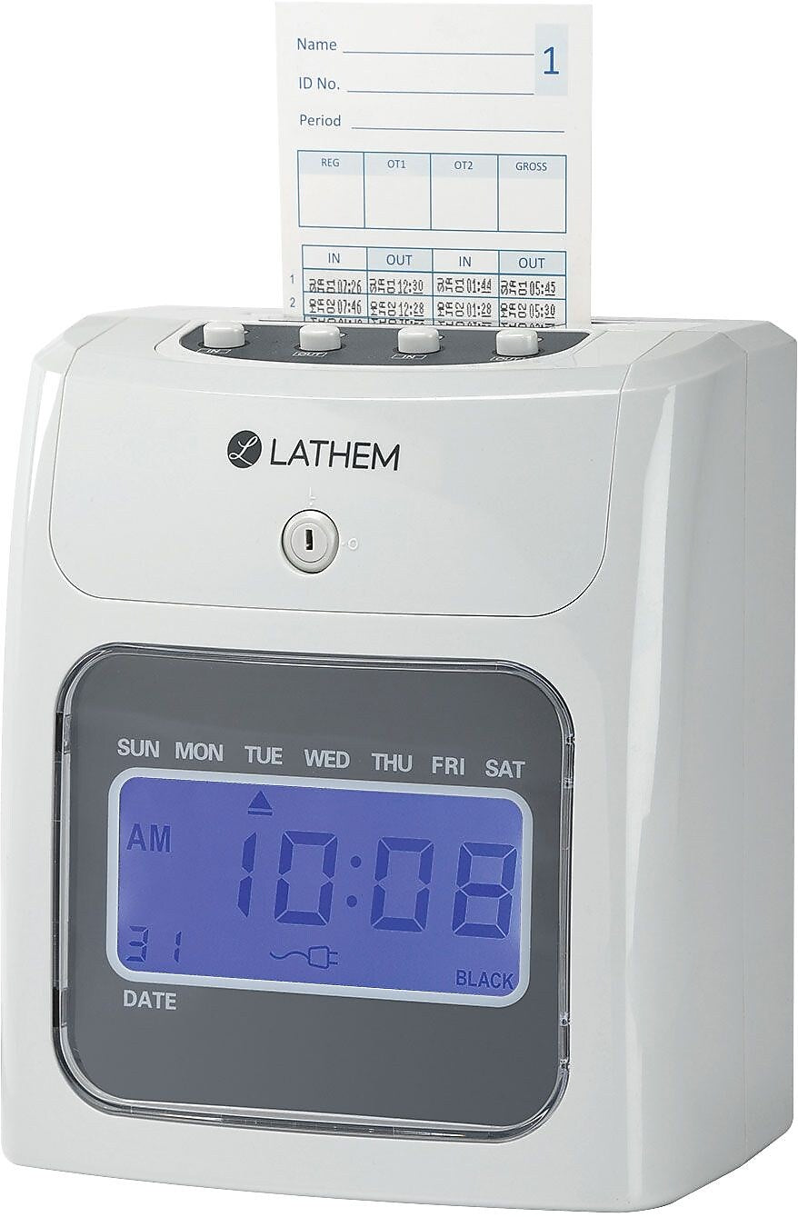 Lathem Unlimited Number of Employees Digital Top-Feed Time Clock Starter Bundle (400E-KIT)