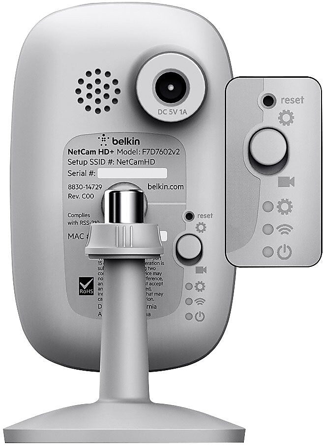 Belkin F7D7602-RM NetCam HD WiFi Camera with Night Vision, White