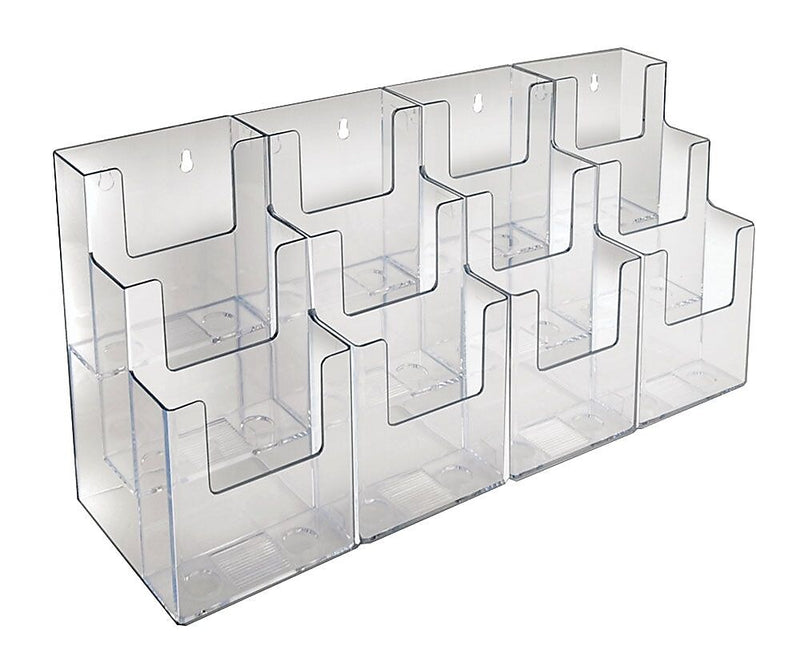 Azar Brochure Holder, 18.5" x 9", Horizontal, Desktop/Wall, Clear, Acrylic, 2/Pack (AZA252818)