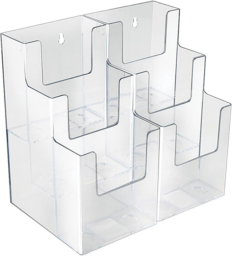 Azar Brochure Holder, 9.25" x 9", Horizontal, Desktop/Wall, Clear, Acrylic, 2/Pack (AZA252815)