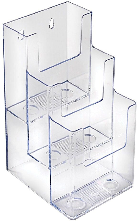 Azar Brochure Holder, 4.812" x 9.125", Vertical, Table Top, Clear, Plastic, 2/Pack (AZA252033)
