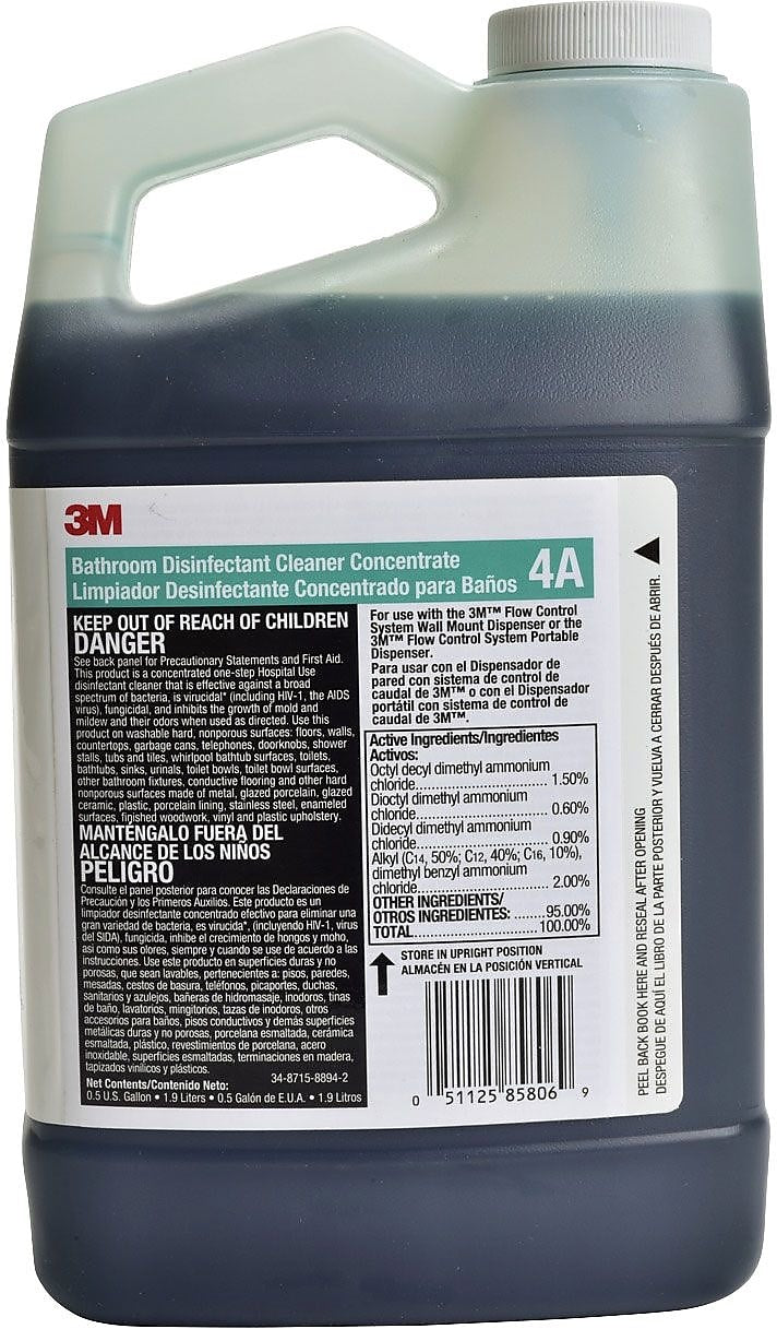 3M™ Bathroom Disinfectant Cleaner Concentrate 4A, 0.5 Gallon, 4/Case
