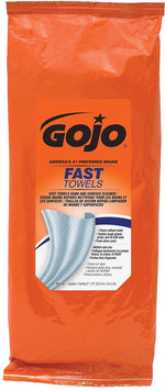 GOJO Fast Towels Hand-Cleaning Towels Resealable Packet, Orange Scent, 60 Wipes, 6/Carton (6285-06)
