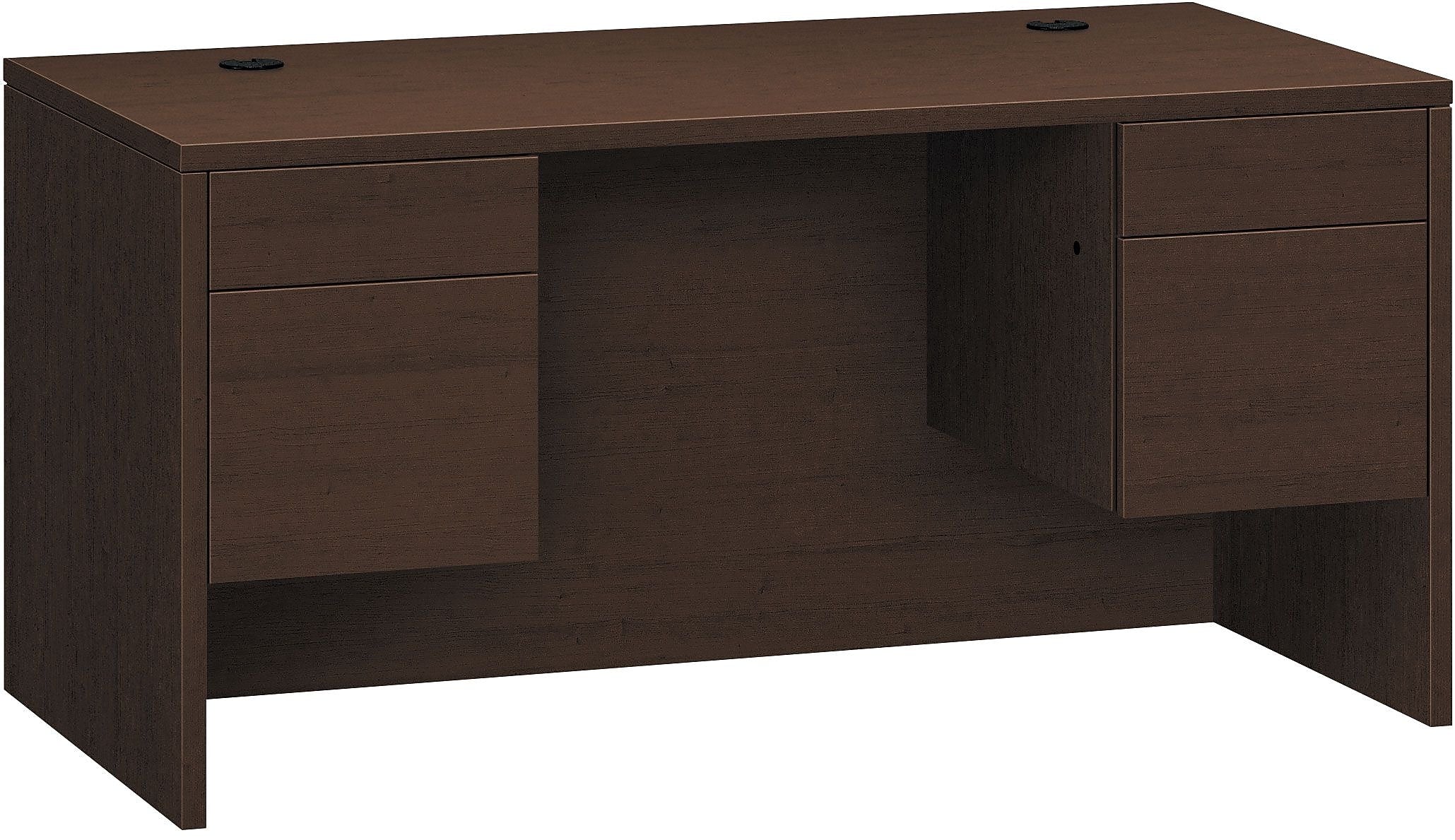 HON 10500 Series Double Pedestal Desk, 2 Box/2 File Drawers, 60"W, Mocha Finish (HON10573MOMO)