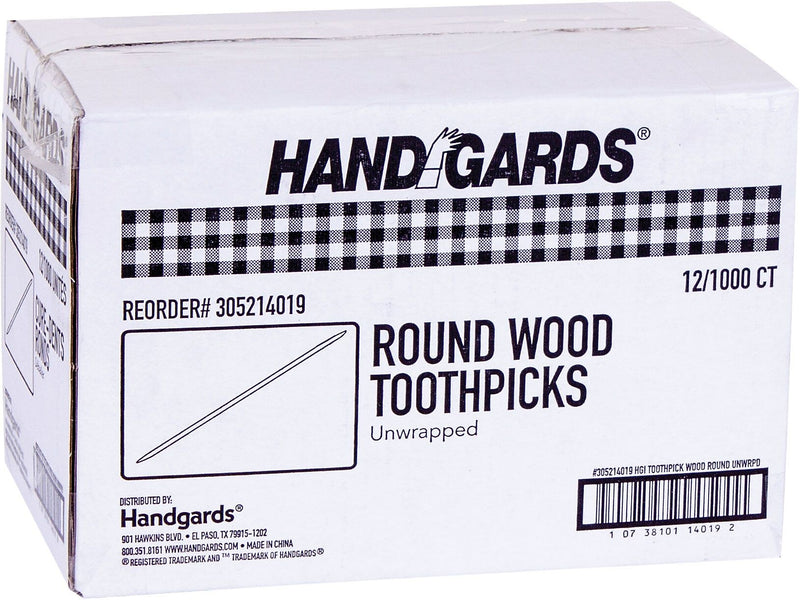 Handgards Toothpicks, Wood, 12000/Carton (431409)