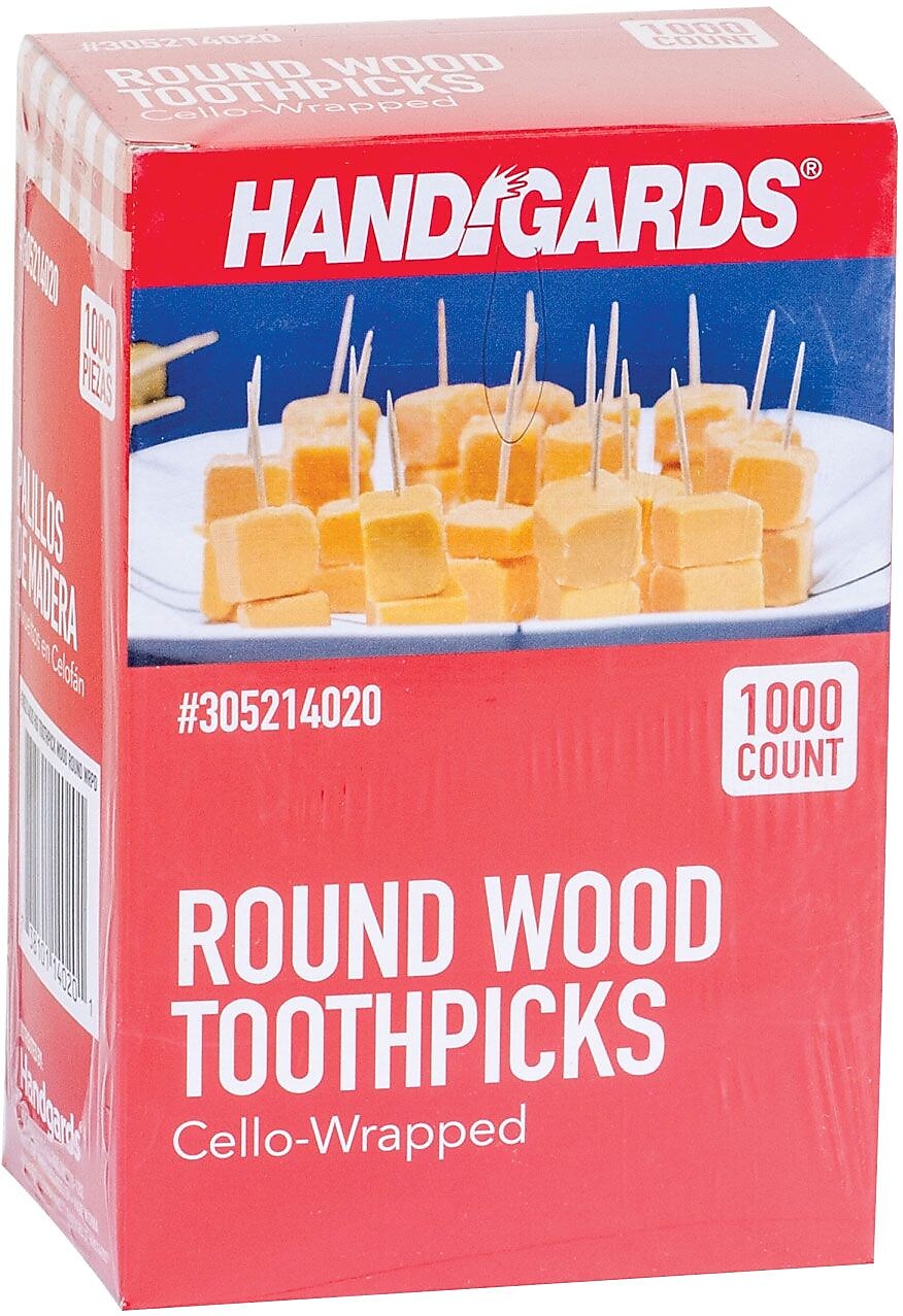 Handgards® Individually Wrapped Toothpicks Round Wood Cello Wrapped 12,000/CT (HND14020)