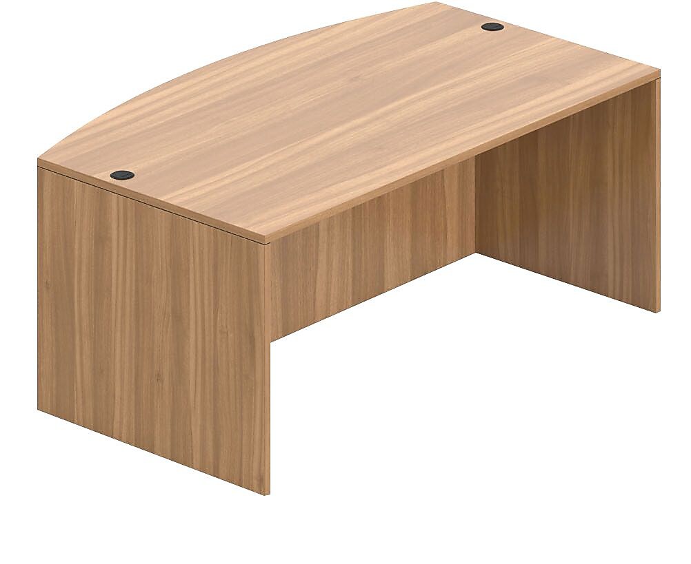 Offices To Go Superior Laminate Bow Front Desk Shell, Autumn Walnut Laminate