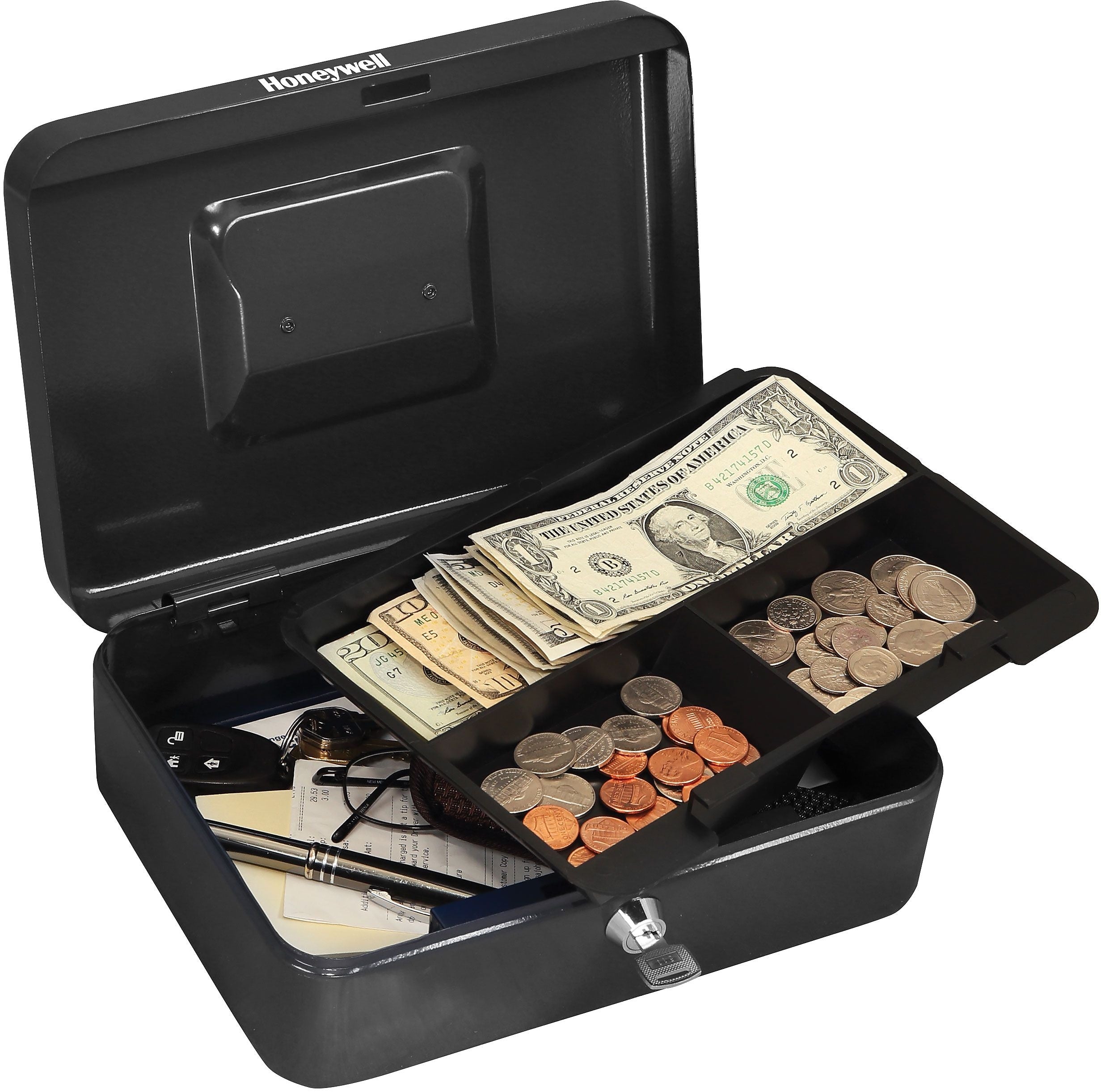 Honeywell Cash Management Box, 4 Compartments, Black (6202)