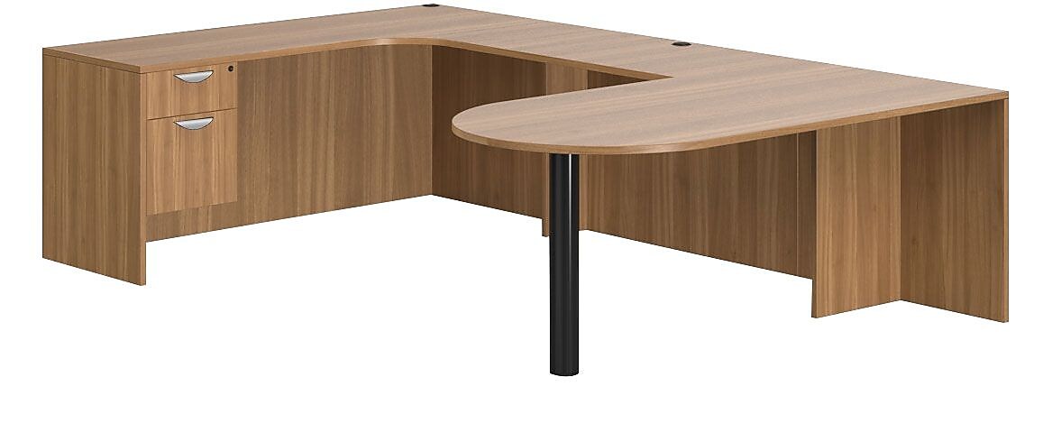 Offices To Go Superior Laminate U-Shaped D-Island Desk, Autumn Walnut (TDOTG5-AWL)