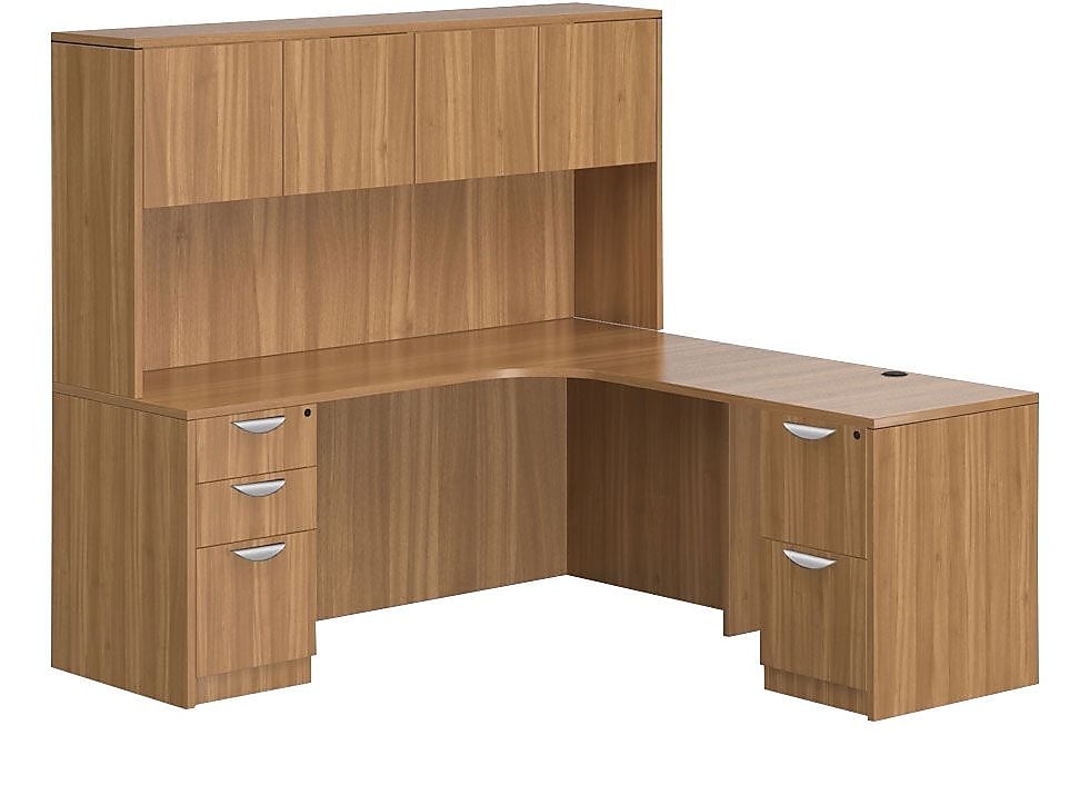 Offices To Go Superior Laminate Corner Desk with Hutch, Autumn Walnut