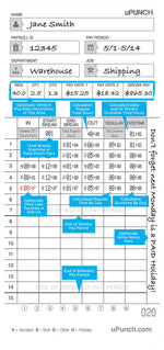 uPunch Time Cards for HN4000 Time Clock, 50 per pack (HNTCL2050)