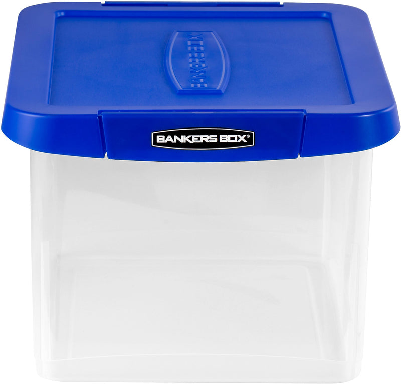 Bankers Box Heavy Duty Locking File Totes, Letter/Legal Size, Blue/Clear (0086201)