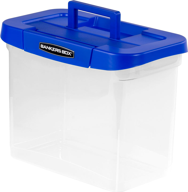 Bankers Box Locking File Portable Tote, Letter Size, Blue/Clear (0086301)