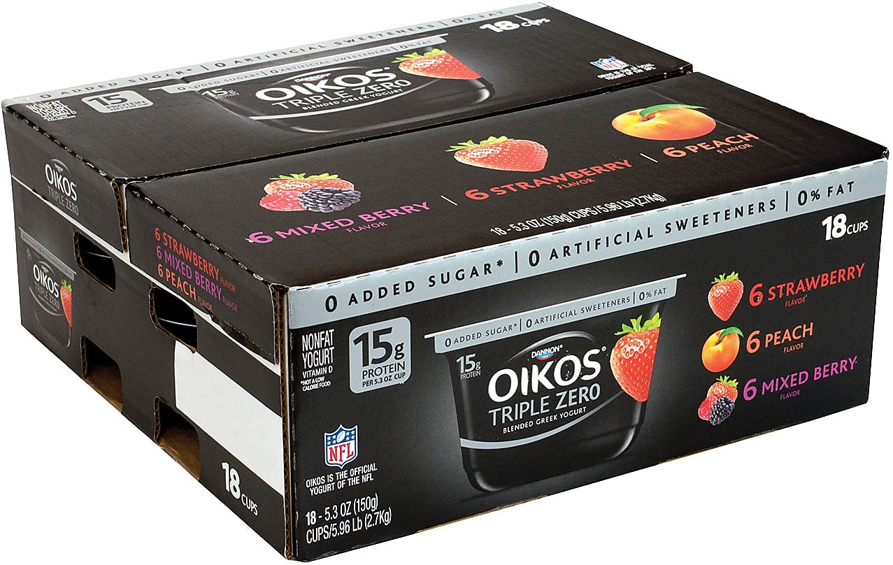 OIKOS Triple Zero Variety Yogurt, 5.3 oz., 18/Pack (01955)