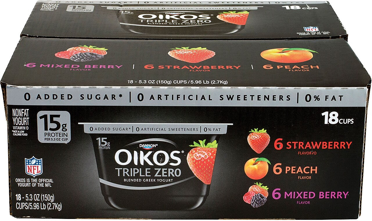 OIKOS Triple Zero Variety Yogurt, 5.3 oz., 18/Pack (01955)