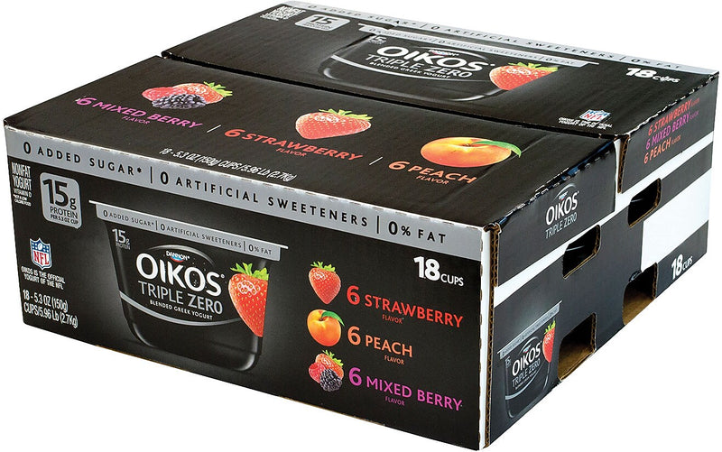 OIKOS Triple Zero Variety Yogurt, 5.3 oz., 18/Pack (01955)