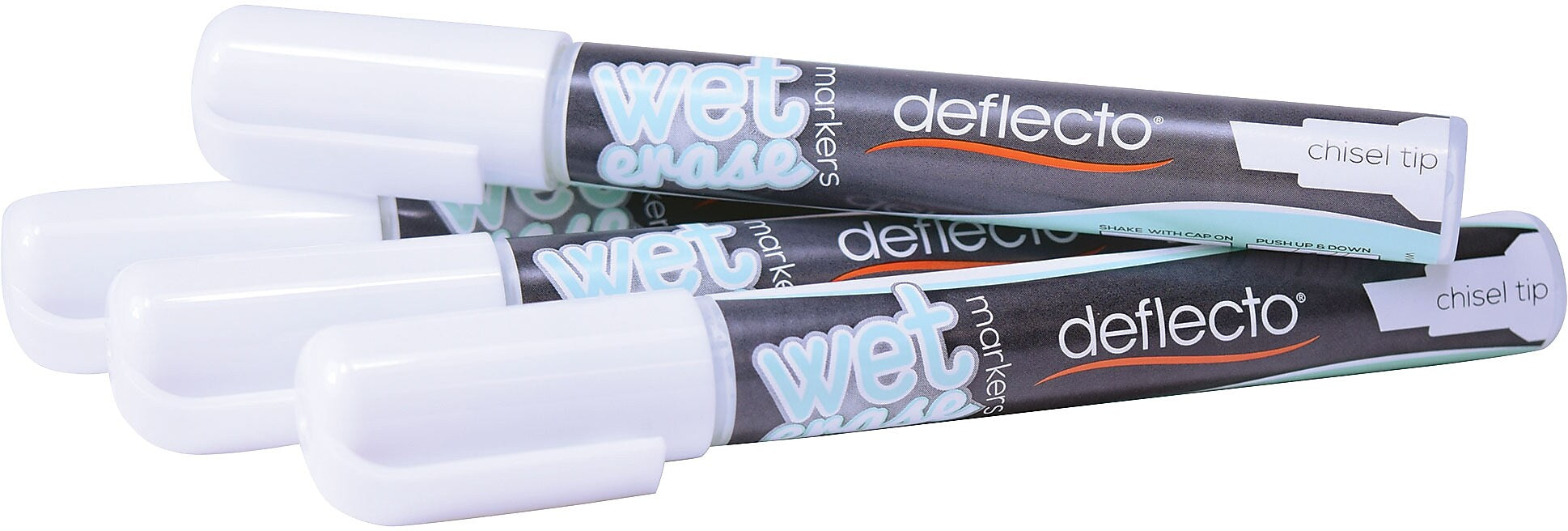 Deflect-O Wet Erase Markers, Chisel Point, White, 4/Pack (SMA510-V4-WT)
