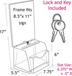 Azar Displays White Medium Molded Lottery Box with Pocket, Lock and Key (206777)