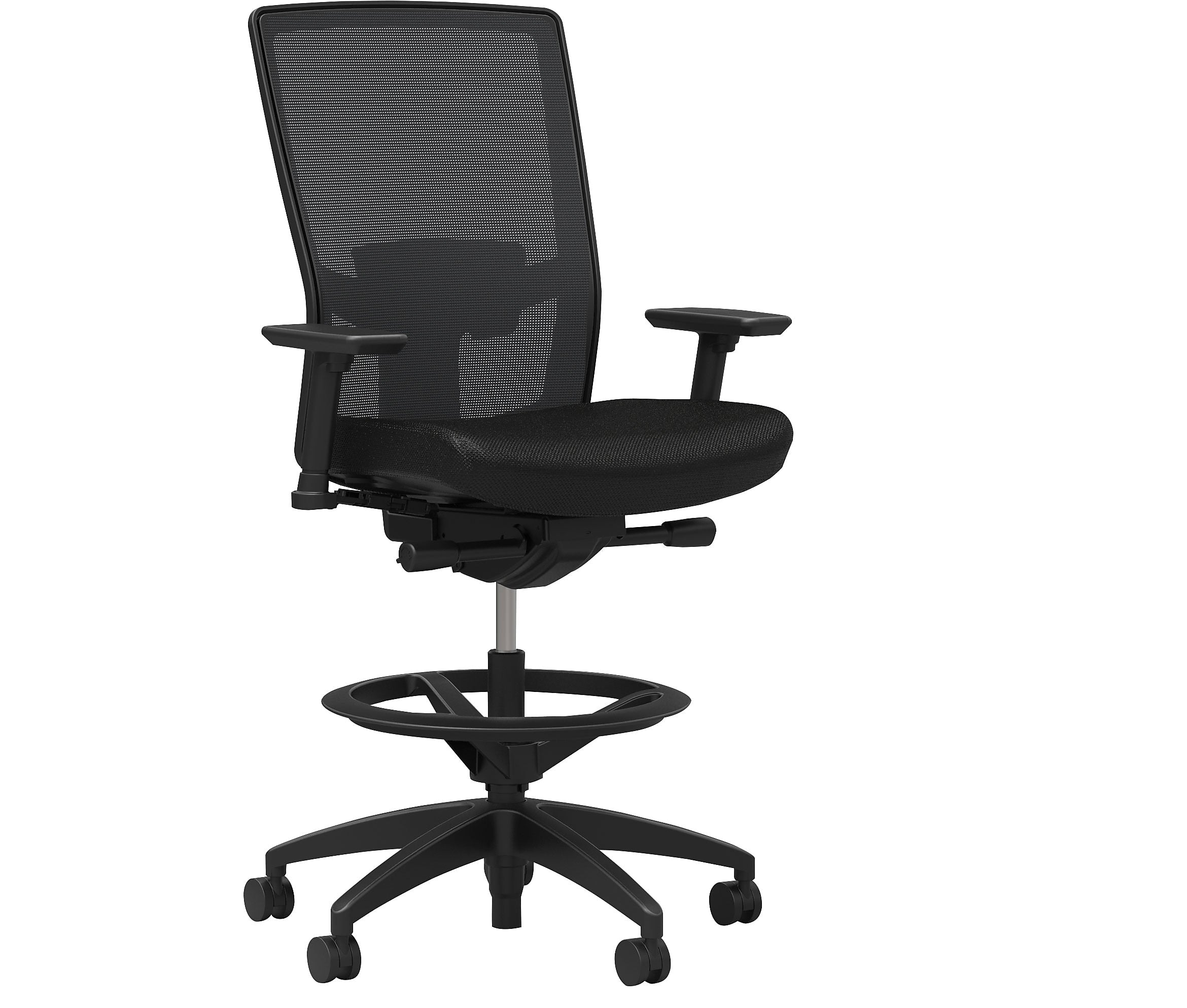 Workplace2.0™ 500 Series Mesh and Fabric Stool with Adjustable Lumbar Support, Black (51975)