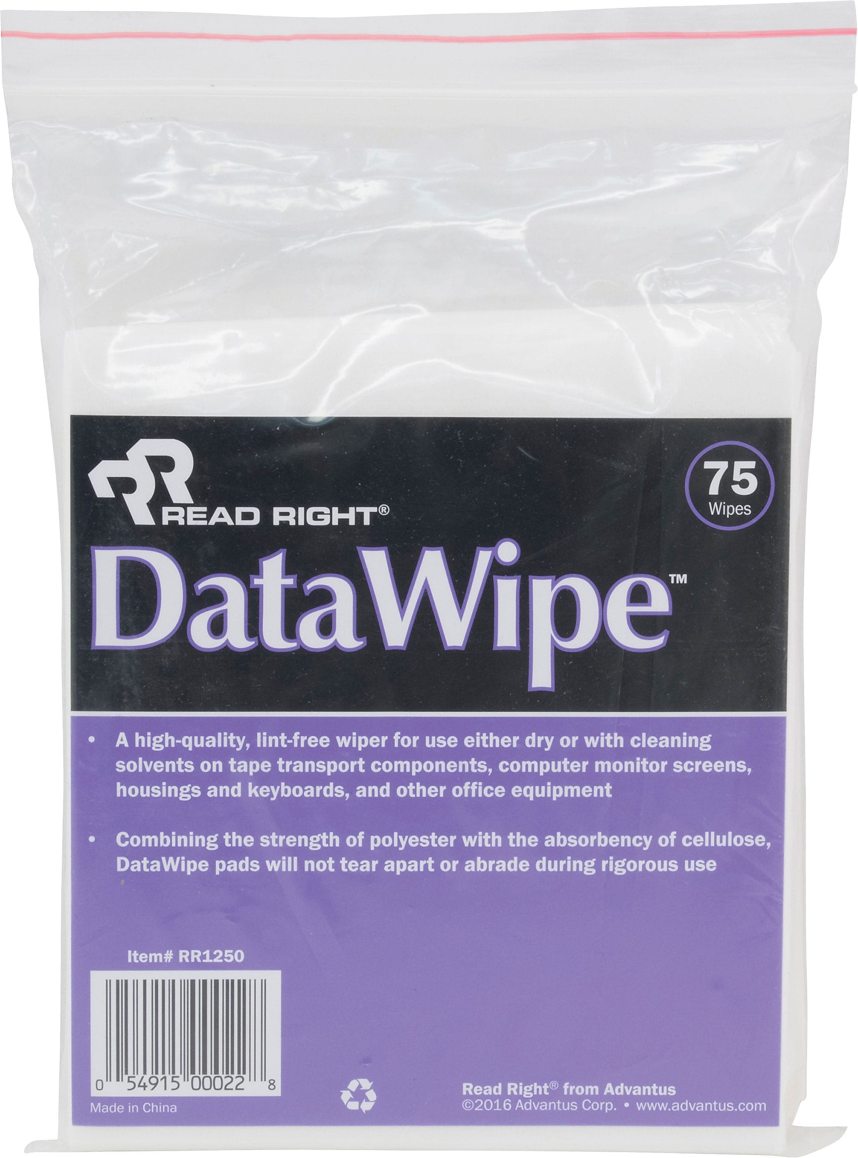 Read Right Data Wipes, 75 Wipes per Bag