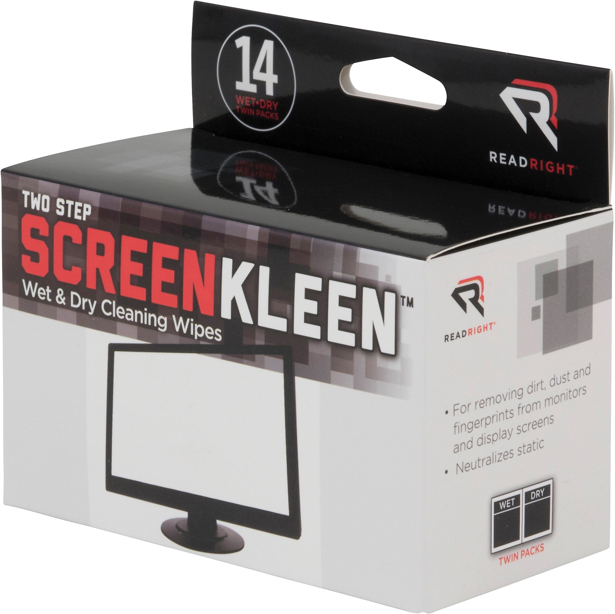 Read Right Kleen & Dry Screen Cleaner, 14/Box