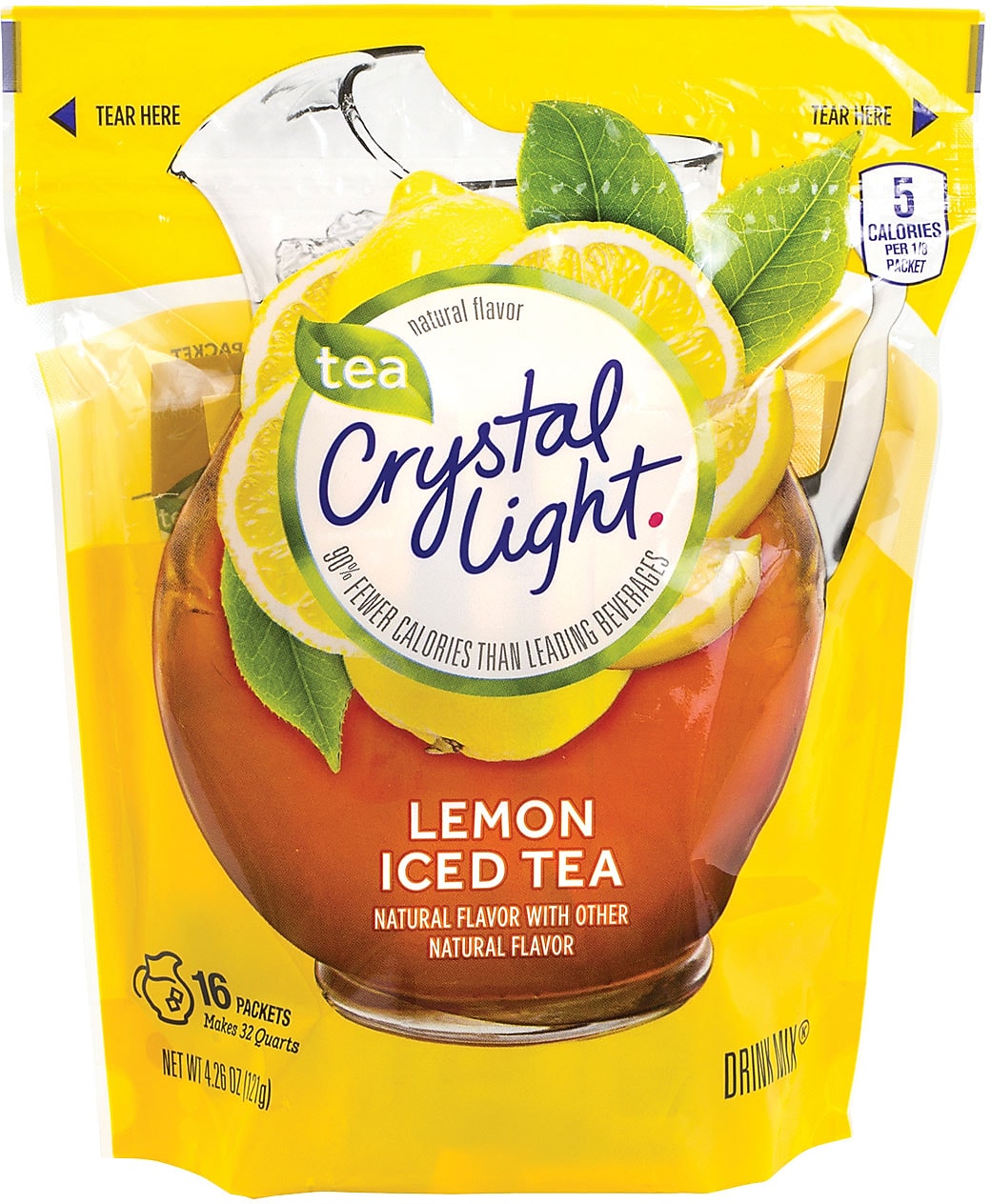 Crystal Light On-The-Go Lemon Iced Tea Powdered Drink Mix, 4.26 oz., 16/Box (220-00553)